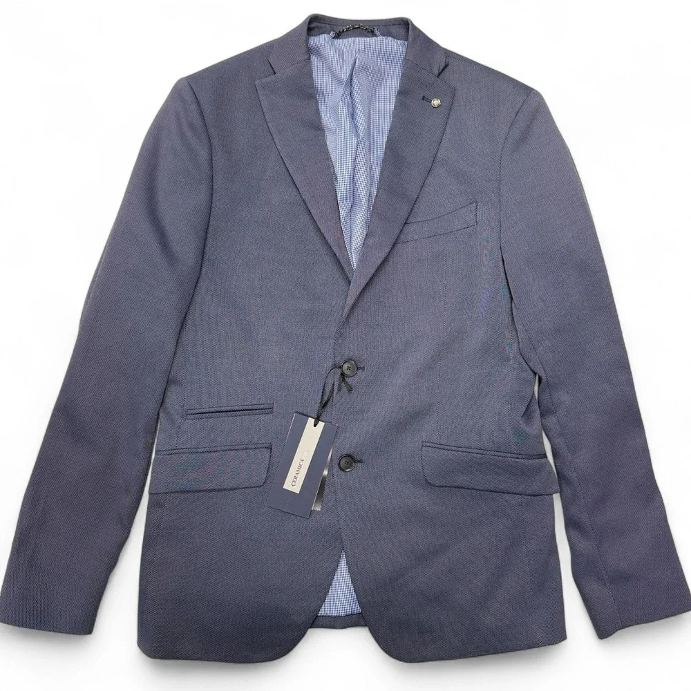 Zara Man Blue Textured Blazer‎ Suit Jacket Summer 2016 Collection 40 US NWT